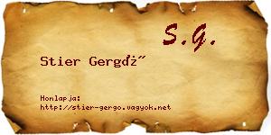 Stier Gergő névjegykártya